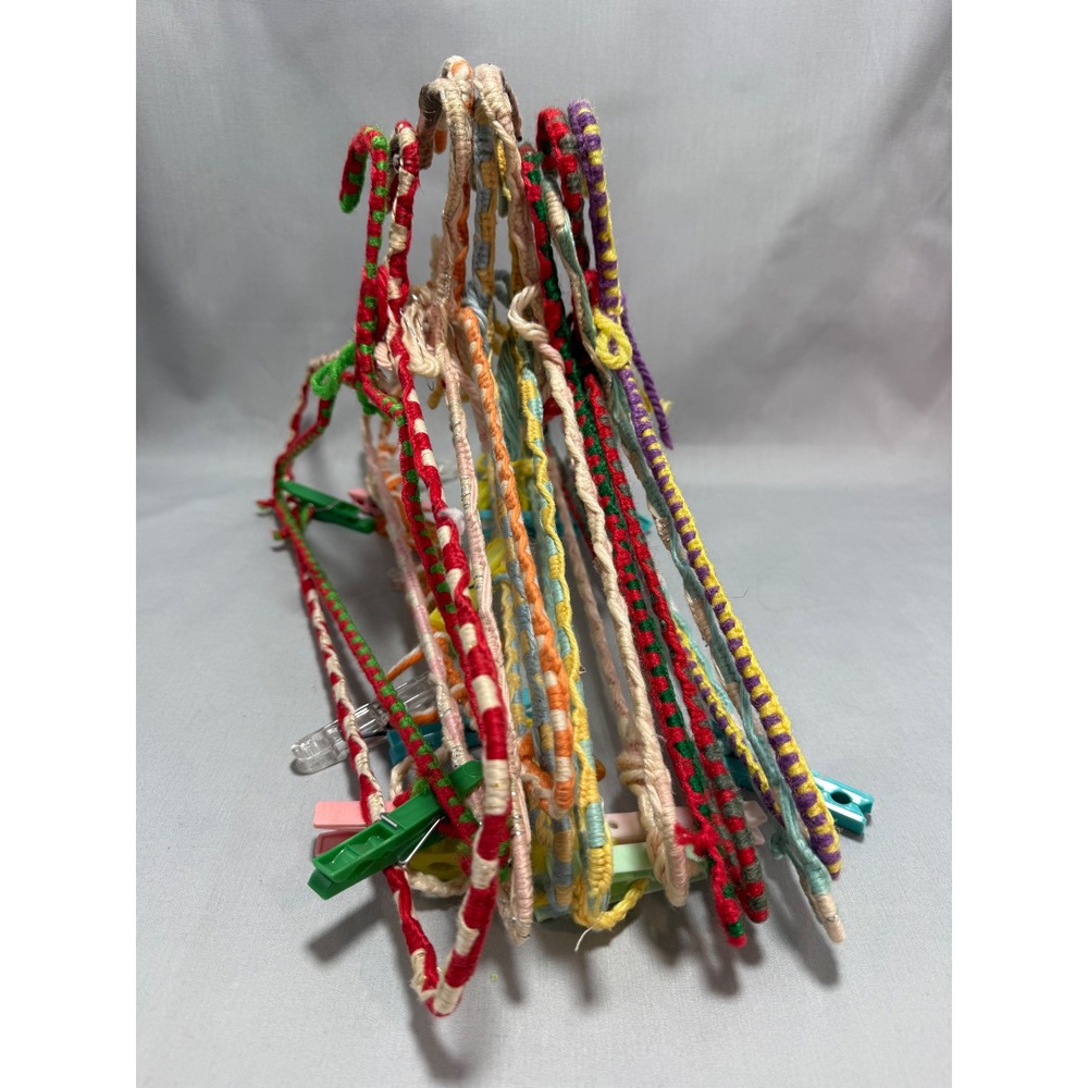 Vintage Yarn Wrapped Crochet Hangers  NalTex Clips Grannycore Estate Lot of 11